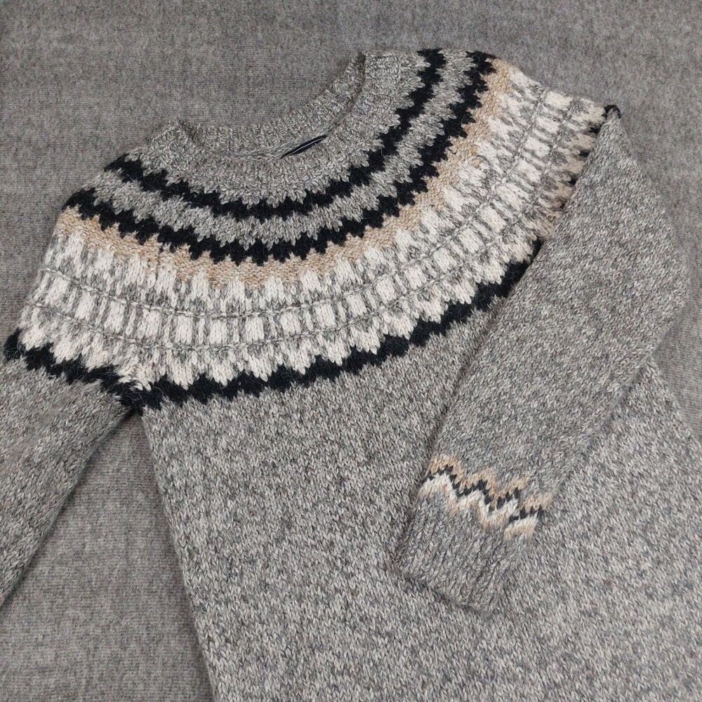 Abercrombie Fitch Sweater Dress Women's Small Petite Gray Nordic Fair Isle